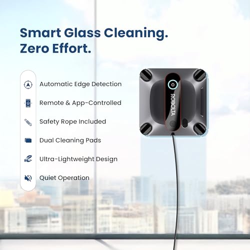 Image of Intelligent Automatic Window Glass Cleaning Robot, 6500Pa Suction Smart Cleaner, 4-Way Nano Mist Spray, Edge-to-Edge Coverage, Smart Path & Stain Detection, Auto Return & Remote Control