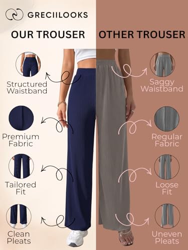 Image of GRECIILOOKS Women's Parachute Cargo Pants - High Waist Flared Korean Trousers| Trendy Casual Wear for Daily & Travel Use (Available in Plus Size)