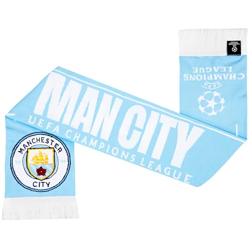 MANCHESTER CITY F.C. Scarf for Boys Teens & Adults, Soft Knit Winter Accessory, Champions League Football Man City, Gifts for Him