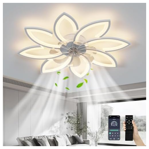 Ventiladores de teto com luzes Controle remoto, Ventiladores de teto modernos com luzes, Ventilador de teto de perfil baixo com luz, Ventilador de teto embutido para quarto, 110V/220V (8 Pétalas)