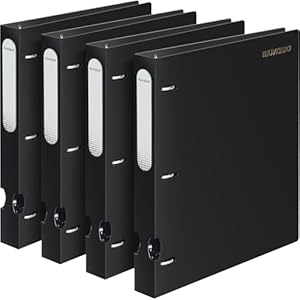 Mukawa 3RB-D-4 D-Ringordner, 4er Pack, Schwarz