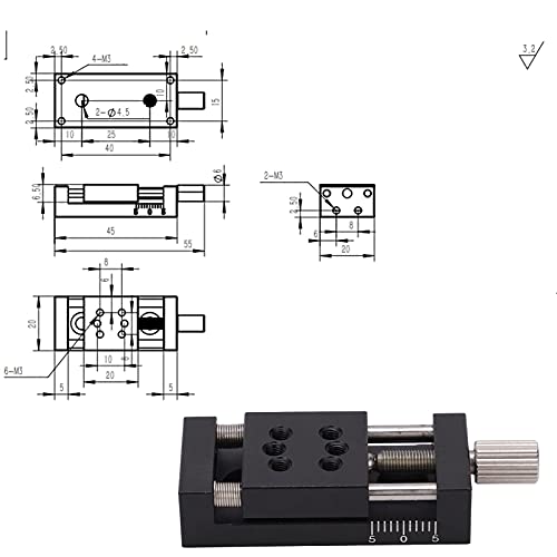 Spacnana XAxes Lineartisch 20 X 20 Mm Tisch, Hohe Belastung, Langlebig und Reibungsbeständig, Manueller Schiebetisch 10 Mm Hub, Reibungslose Bewegung, Aluminiumlegierung
