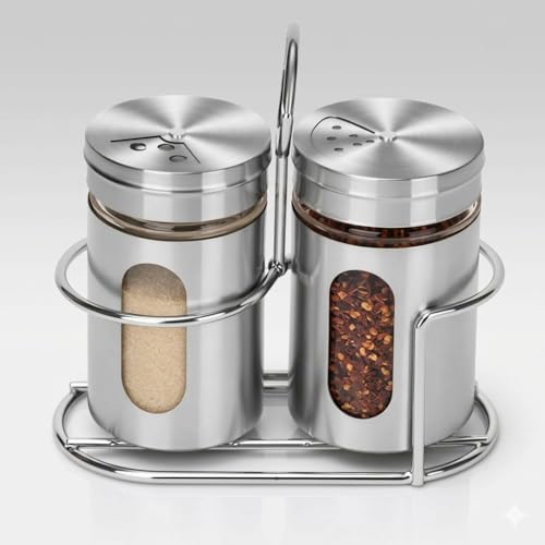 Image of Zapsol Stainless Steel & Glass Salt and Pepper Shakers, Set of 2