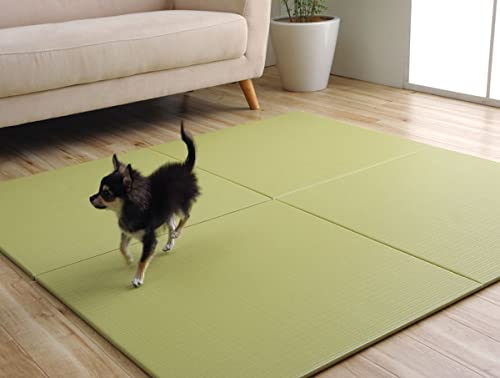 琉球畳 70 置き畳 縁なし 日本製 4枚セットトリム グリーン 70×70×1.5cm 4P 半畳 正方形 ユニット畳 ポリプロピレン 畳 たたみ マット フローリング tatami mat フロアマット 滑り止め #8340620