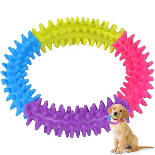 Puppy Teething Rings Rubber Dog Ring Toy Chewing Toys for Puppies Exercise Teeth Interactive Dog Chew Toys for Small Dogs (Color Random)