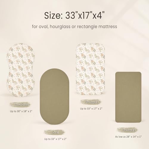 Image of lulumoon Baby Bassinet Sheets Muslin: Soft Fitted Bassinet Sheets Floral for Girls - Fit for Oval Rectangle or Hourglass Mattress