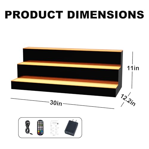 Image of MESAlLUP 30 Inch 3 Tier Lighted Liquor Bottle Display Shelf, LED Bar Shelves with APP or Remote Control, Mulit Color Lighting for Home Mini Bars Decor, Restaurants & Party Use, Acrylic Stand