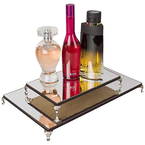Kit bandeja espelhada com pés metalicos decoração