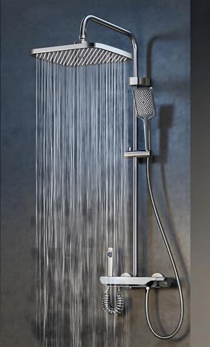 Image of 24x7 eMall Piano Keys Shower Set, Top Shower, Hand Shower, Hot and Cold Mixer, Greyish Black For Bathroom Toilet Bathing.