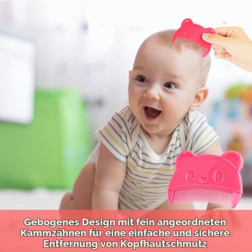 Aolso Baby kamm für milchschorf, 2 Stück Babykamm, Baby-Haarkamm, Baby Haarbürste mit weichen Zähnchen, Neugeborene Haarkamm… – Ansicht 4