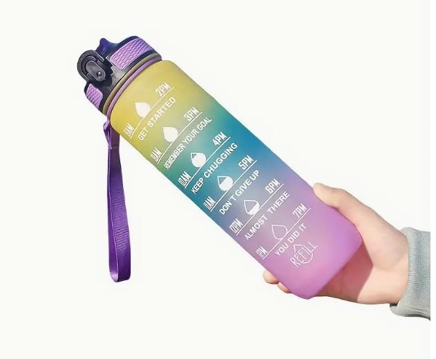 Gradient Motivational Water Bottle with Time Marker