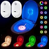 Toilet Light Motion Sensor, Motion Activated Toilet Night Light 13 Color Changing 4 Projection Patterns, Rechargeable Toilet Bowl Light for Bathroom Accessories Decor Men Kid Gifts,Hallway Stairs