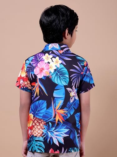 Image of Boys Printed Casual Shirt Short Sleeve Button Down Beach Shirt for Kids
