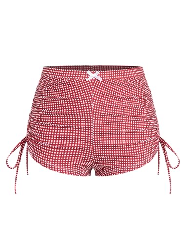 ZAFUL Women's Swim Shorts High Waisted Bow Gingham Floral Print Boyshorts Bathing Suit Swimsuit Bottoms Board Shorts