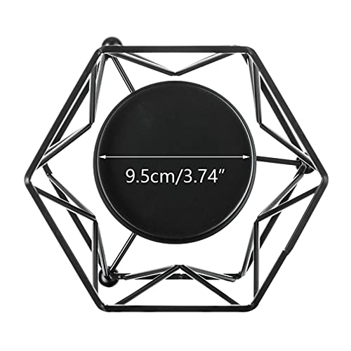 Nuptio Pillar Candle Holder Black Decor 10 Pcs Hurricane Candle Holders Geometric Glass Vase For Flowers, Modern Candle Stand For Home Decor Halloween Easter Diwali Mantel Cafe Office Birthday #TOP4