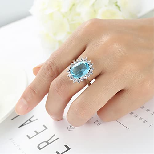 Bague fiançailles zircon bleu carré argent chic - 2