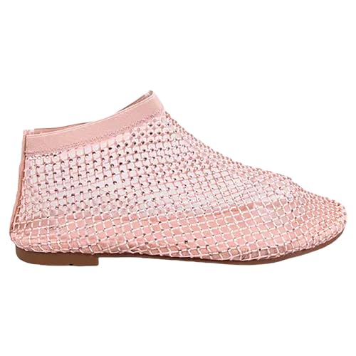 Sandaletter, dam, eleganta, platta sandaler, dam, sommar, fisknät, andas, sommarskor, lätta snabbtorkande strandsandaler, bekväma fritidssandaler, slip-on, slip-on, slip-skor, barfotaskor, ROSA, 43 EU