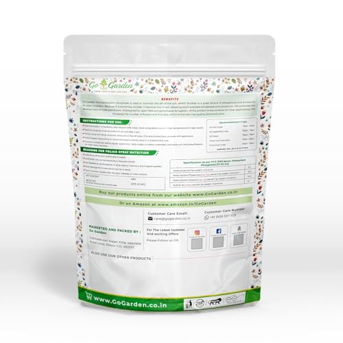 Image of Go Garden MKP 00 52 34 Fertilizer for Crops | Mono Potassium Phosphate Water Soluble | High Phosphorus & Potassium for Flowering & Yield Improvement 400 G