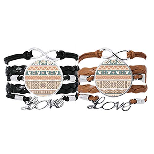Bracelet couple en cuir avec structure octogonale et breloque géométrique