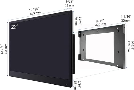Soulaca 22 inches Black Color Smart Waterproof Bathroom LED Android TV SPA ATSC DTV Tuner WiFi Bluetooth Hotel Television Luxury Kitchen SPA Model 12V DC