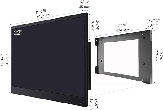 Soulaca 22 inches Black Color Smart Waterproof Bathroom LED Android TV SPA ATSC DTV Tuner WiFi Bluetooth Hotel Television Luxury Kitchen SPA Model 12V DC