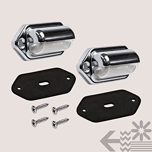 2Pc Trailer Led License Plate Lights [Dot Fmvss 108] [Sae L] [Chrome-Finish] [Surface Mount] [Waterproof] [12V Dc] Courtesy Step License Plate Tag Light For Utv Atv Trailer Truck Rv Boat #TOP6