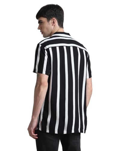 JACK & JONES JJJEFF Resort Stripe Shirt SS Relaxed 12249367 ,Schwarz ,L – Ansicht 4