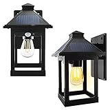 INDARUN 2 Pack Solar Wall Lantern Lights with Motion Sensor, Outdoor Waterproof Solar Powered LED...
