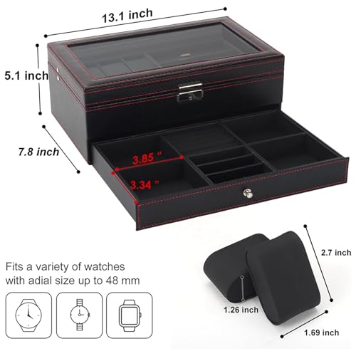 Boîtier de montre à 6 fentes idée cadeau pour collectionneur