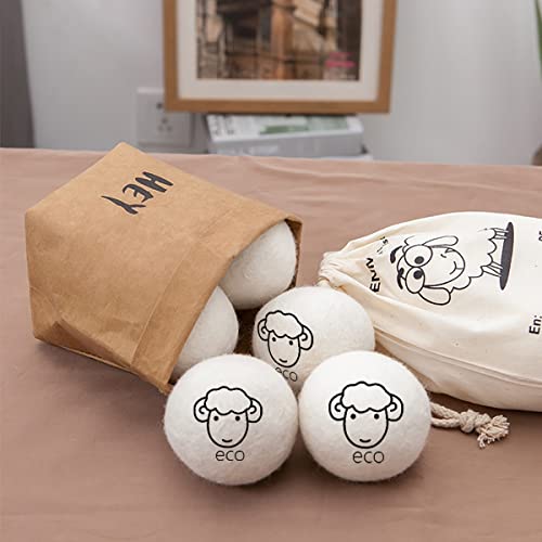Bienstylife 6-Pack Wool Dryer Balls Reusable Laundry Balls For Dryer Natural Fabric Softeners And Wrinkle Release, Organic And Eco Wool Dryer Ball For Pet Hair Removal, Dryer Sheets, Drying Ball #TOP6
