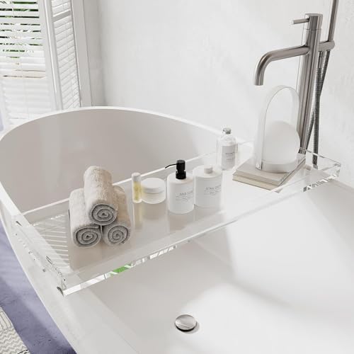Clear Acrylic Bathtub Tray – Waterproof & Stylish Bath Caddy | Luxury Tub Tray for Relaxation (29.9