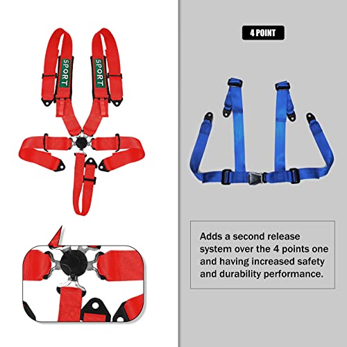 Ding.pai Seat Bealt 5-Point Racing Safety Harness With Ultra Comfort Heavy Duty Shoulder Pads Universal Polyester Safety Harness Fit Sports Car Racing Car Utv Atv Car Red #TOP2