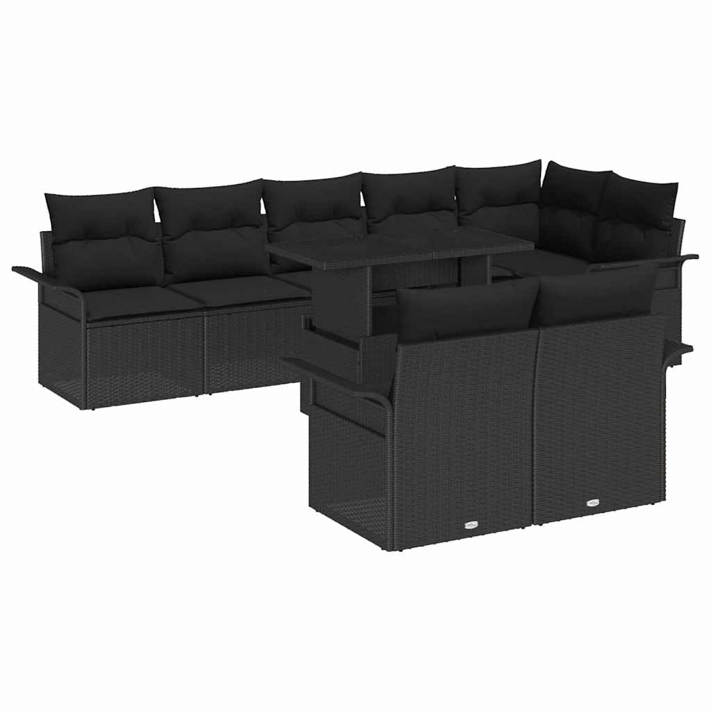 vidaXL Zestaw Sof na Ogród 9 szt. Czarny [Syntetyczny]: Rattan poli