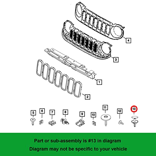 Image of 15pcs Top Grille to Sight Panel Clip 68463254AA for Jeep Renegade 2015-On