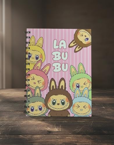 Image of LABUBU Pink Cute Spiral Diary - A5 Notebook for Kids Girls | Aesthetic Journal Book with Ruled 200 Pages | 80 GSM | Small Notebook Diary for School | Journaling Diaries | Notes & Gift