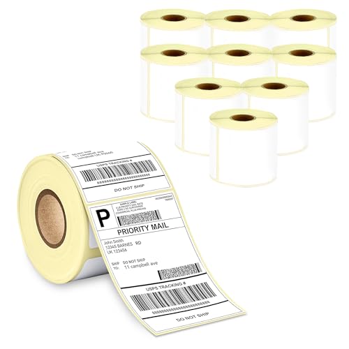 Image of GLUN Direct Thermal Label Sticker Rolls 4x6 (100x150mm), Self-Adhesive 400 Labels per Roll, Perfect for Shipping and Thermal Printers Pack of 10