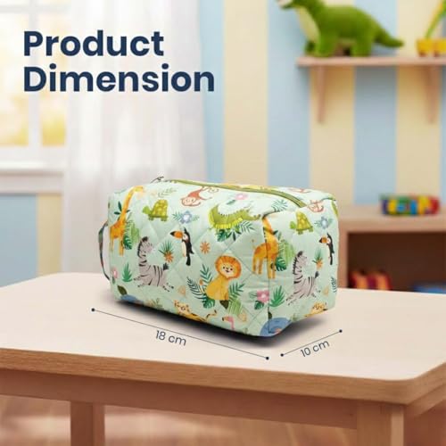 Image of Mini Travel Organizer | Multipurpose All-in-One Compact Durable, Lightweight, Waterproof, Bag | Travel Friendly Pouch | Ideal for Stationary, Diaper, Medicines (Jungle Safari Print)
