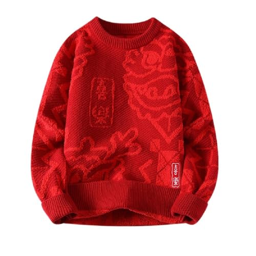 Chinese New Year celebration red sweater men's autumn and winter thickening sweater