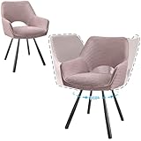 JIJIAN Juego de 2 Sillas de Comedor Giratorias con Reposabrazos, Rosa