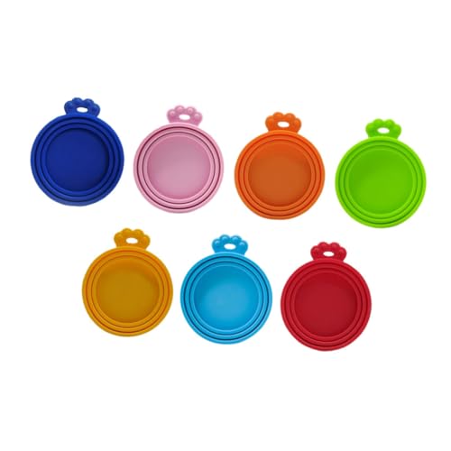 Happyyami Silicone Can Lids 7pack Wear-Resistant Cat Food Lids Canned Cat Food Lid Covers for Pet Disassemble