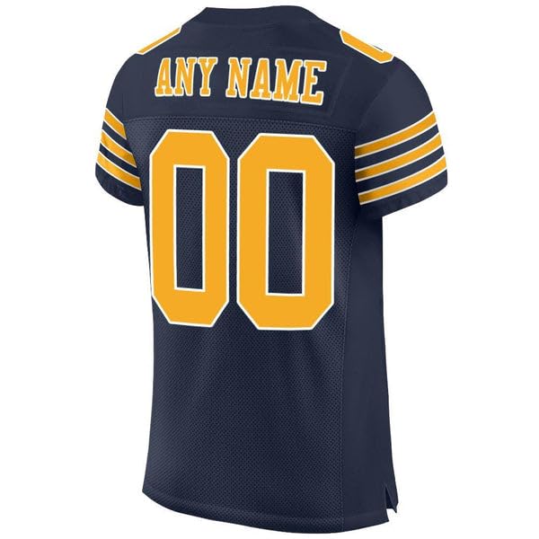 Personalized Custom Football Jersey, Football Jersey, Black Football Jersey, Navy Gold-White Mesh Football Jersey, Custom Jersey, Personalized Football, Personalized Jersey, Custom Football