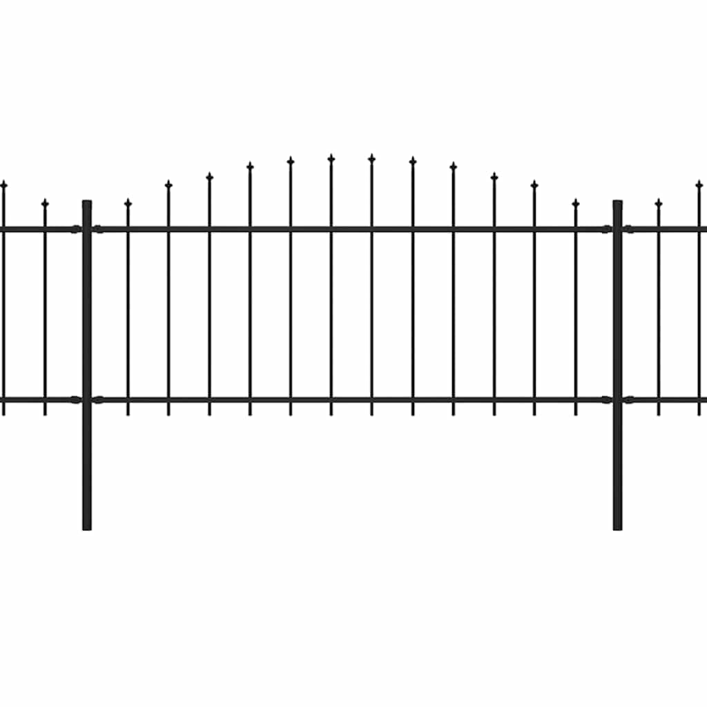 Garden Fence with Spear Top Steel 1781.5x75 cm Black Heavy Duty Outdoor Metal Boundary Panels for Privacy Security 17m Long Kit