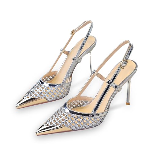 baobeijiadao Womens Pointed Toe Heels Slingback Stiletto Heels Slip On High Heel Pumps Closed Toe Heeled Sandals for Women3