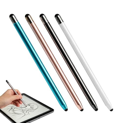 Lot de 4 Stylet Tablette Universel pour Écran Tactile, Stylet Tactile Capacitif 2 en 1, pour iPad Samsung Galaxy Smartphones Tablettes avec 8 Embouts de...