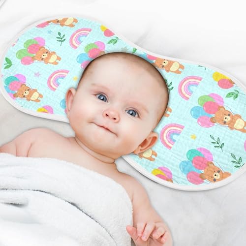 Balloon Bears Pattern Muslin Baby Burp Cloths - Super Absorbent and Soft Burping Rags - Cotton Burp Clothes Set for Boys and Girls, 4 Pack4