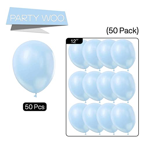 Image of PartyWoo Pearl Light Blue Balloons 50pcs Baby Pastel Blue Color 12 Inch | Balloons for Graduation Baby Shower Gender Reveal Weddings Anniversary under the Sea Theme Party Decorations Blue-Z22