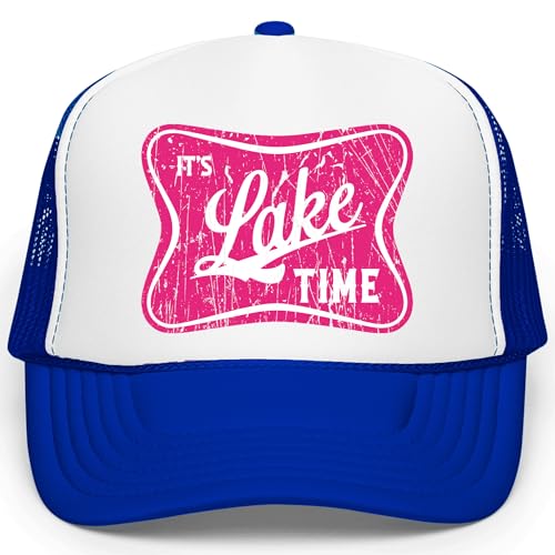 Image of It's Lake Time Summer Classic 5 Panel Foam Front Mesh Snap Back Trucker Hat