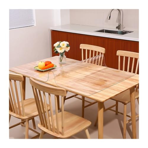 Nappe transparente anti-tache en PVC pour protéger une table en bois