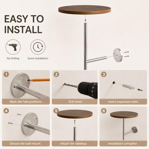 Mesa auxiliar de pared en L flotante de 35cm para noche y café color blanco y nogal 7