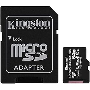 Kingston Canvas Select Plus microSD Card SDCS2/64 GB Class 10 (SD Adapter Included)